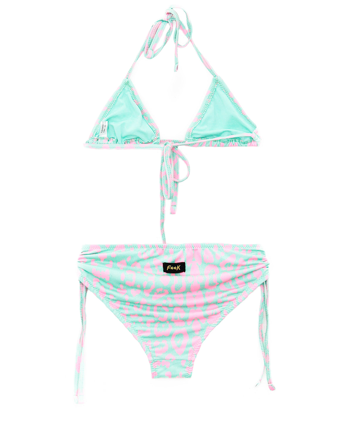 EffeK Costume Bikini Fantasia Maculata Verde/Fucsia per Bambine