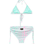 EffeK Costume Bikini Fantasia Maculata Verde/Fucsia per Bambine