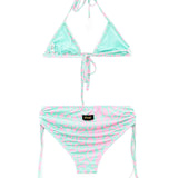 EffeK Costume Bikini Fantasia Maculata Verde/Fucsia per Bambine
