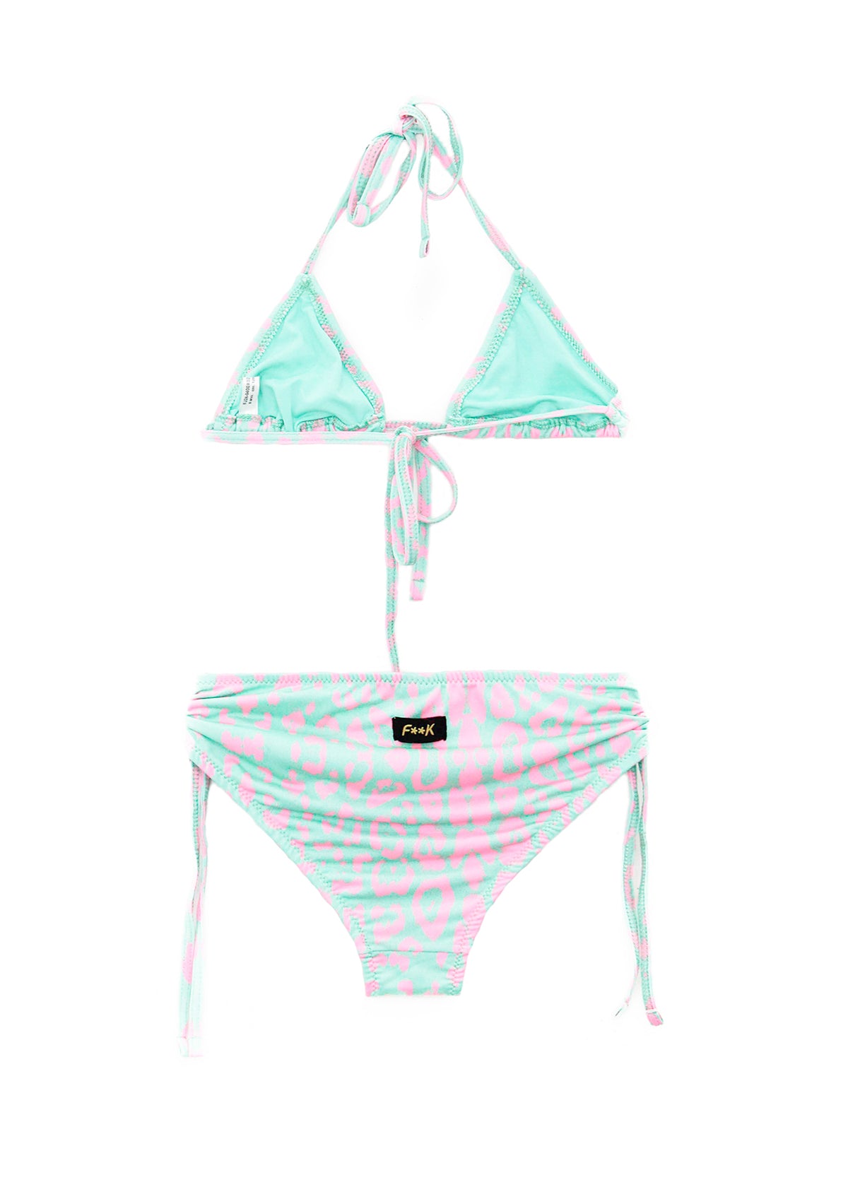 EffeK Costume Bikini Fantasia Maculata Verde/Fucsia per Bambine