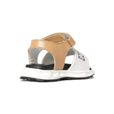 Moschino Kids Sandalo Bianco e Biscotto con Logo per Neonati