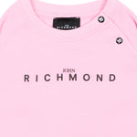 John Richmond Kids T-Shirt Manica Lunga Rosa in Cotone con Logo Stampato per Bambine