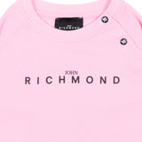 John Richmond Kids T-Shirt Manica Lunga Rosa in Cotone con Logo Stampato per Bambine