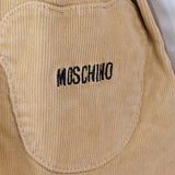 Moschino Kids Completo Beige con Scamiciato in Velluto a Coste Teddy Bear e Polo Bianca per Neonate