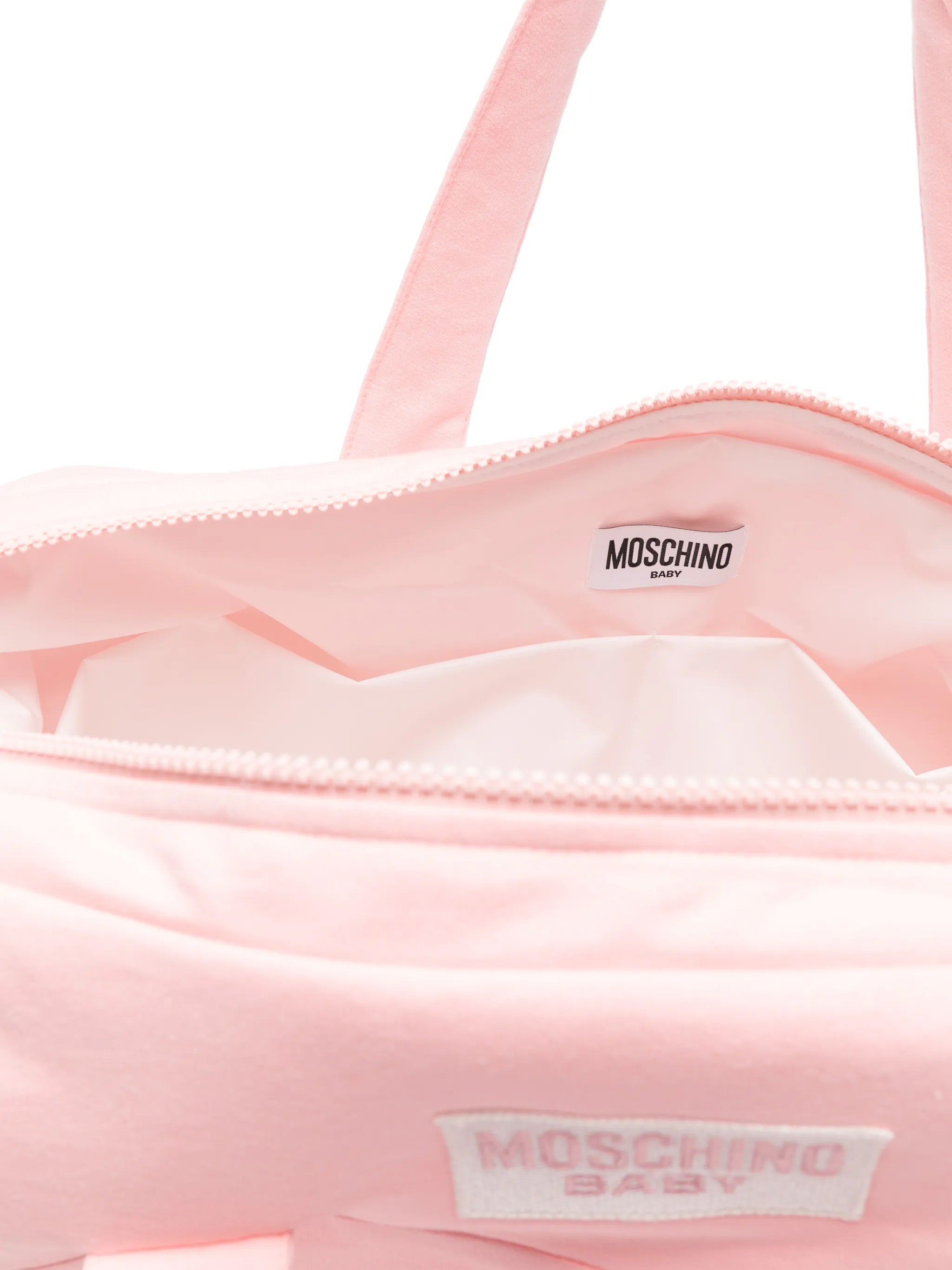 Moschino Kids Borsa Mamma+Fasciatoio Rosa con Logo Teddy Bear