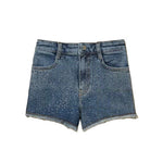 Twinset Kids Short in Denim con Strass per Bambine