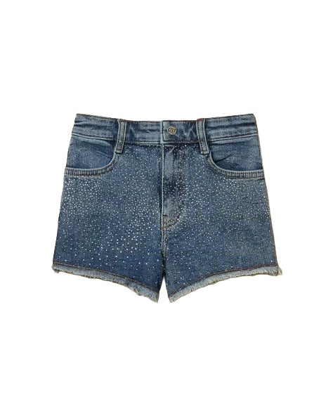 Twinset Kids Short in Denim con Strass per Bambine