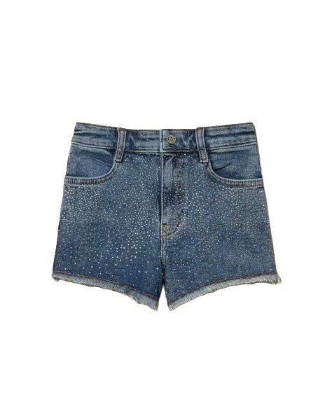 Twinset Kids Short in Denim con Strass per Bambine