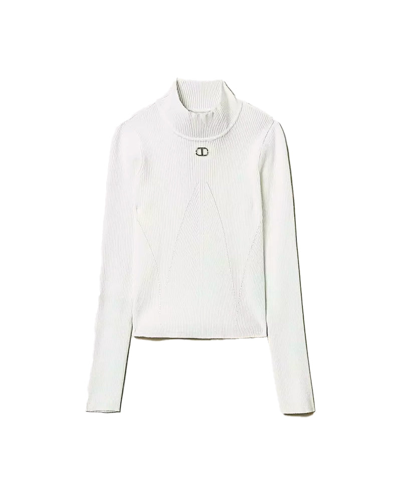 Twinset Kids Lupetto Bianco con Logo per Bambine