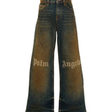 Palm Angels Kids Pantalone in Denim con Logo per Bambini
