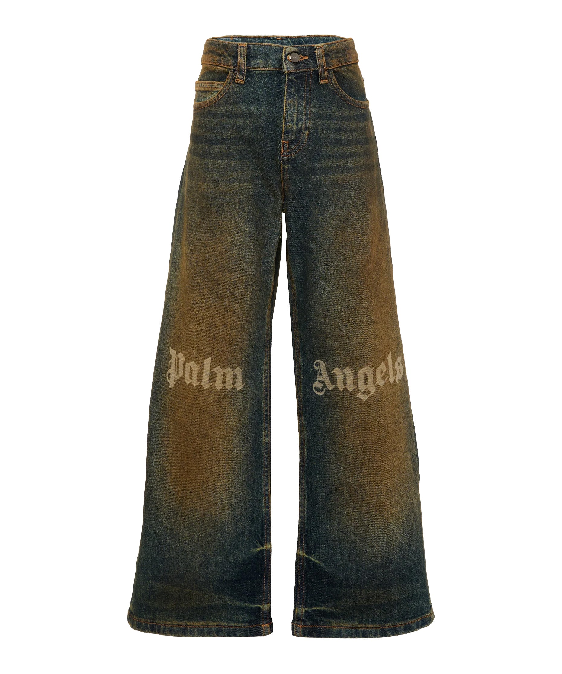 Palm Angels Kids Pantalone in Denim con Logo per Bambini