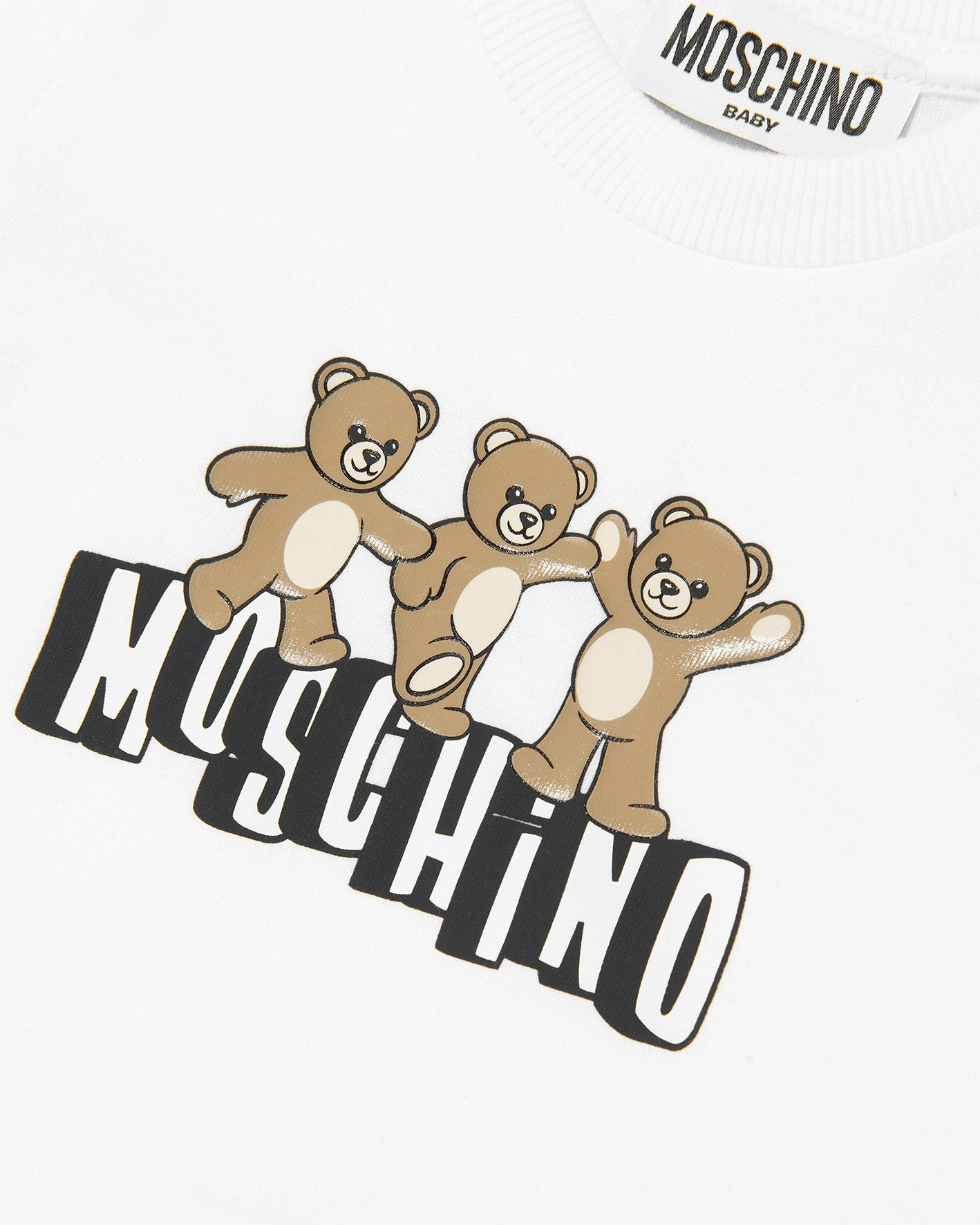 Moschino Kids T-Shirt Bianco con Logo Teddy Bear per Neonati
