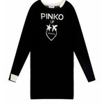 Pinko Kids Abito Nero in Maglia con Intarso Logo per Bambine