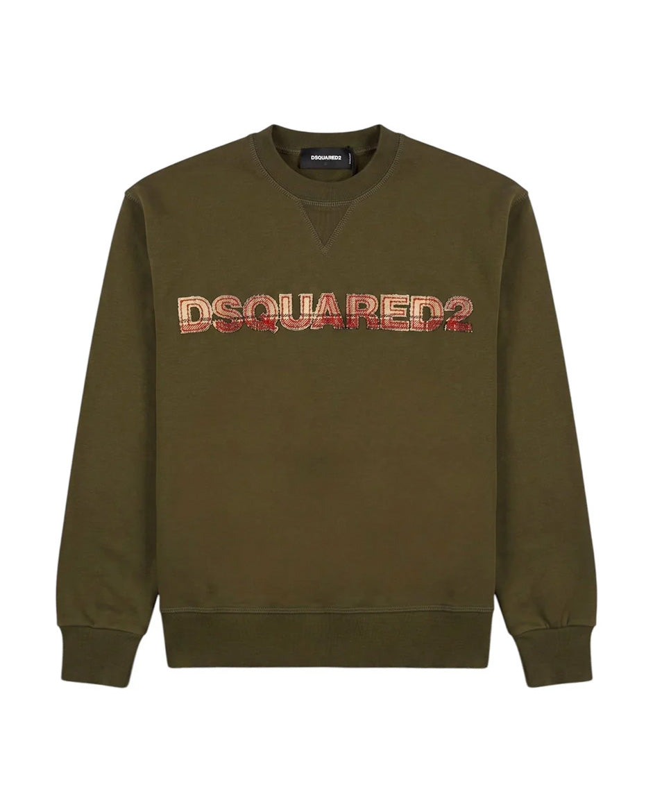 Dsquared2 Kids Felpa Verde Scuro con Logo per Bambini