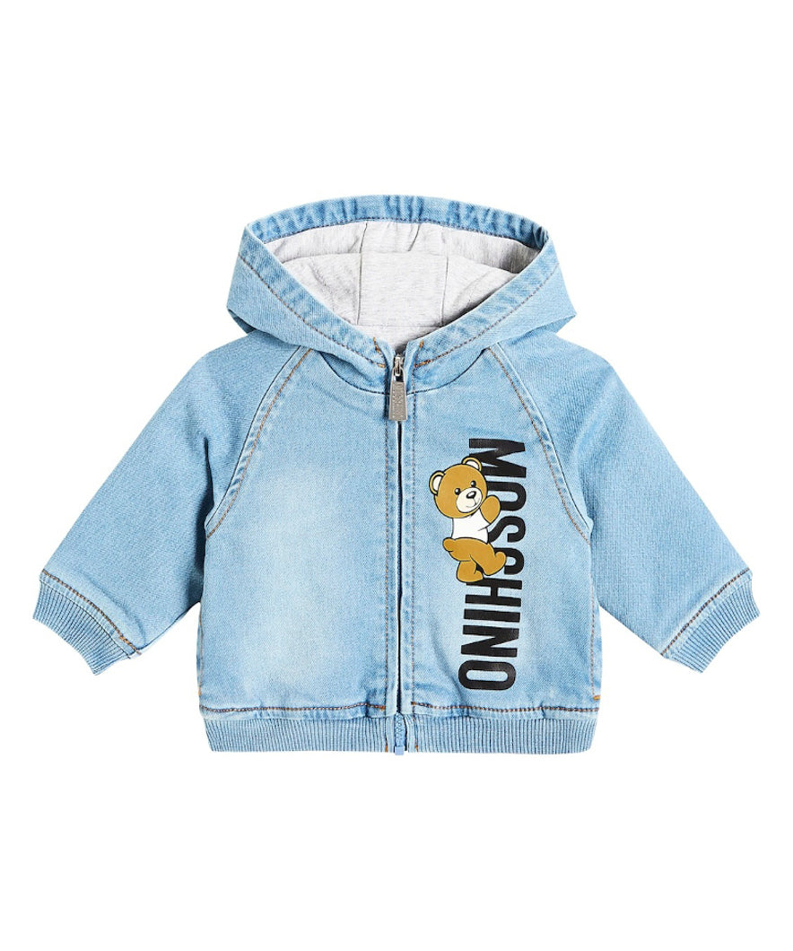 Moschino Kids Giubbino Denim con Stampa Logo per Neonati