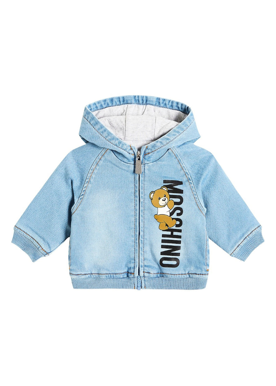 Moschino Kids Giubbino Denim con Stampa Logo per Neonati