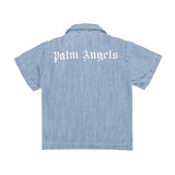 Palm Angels Kids Camicia Celeste con Toppa Orso Unisex