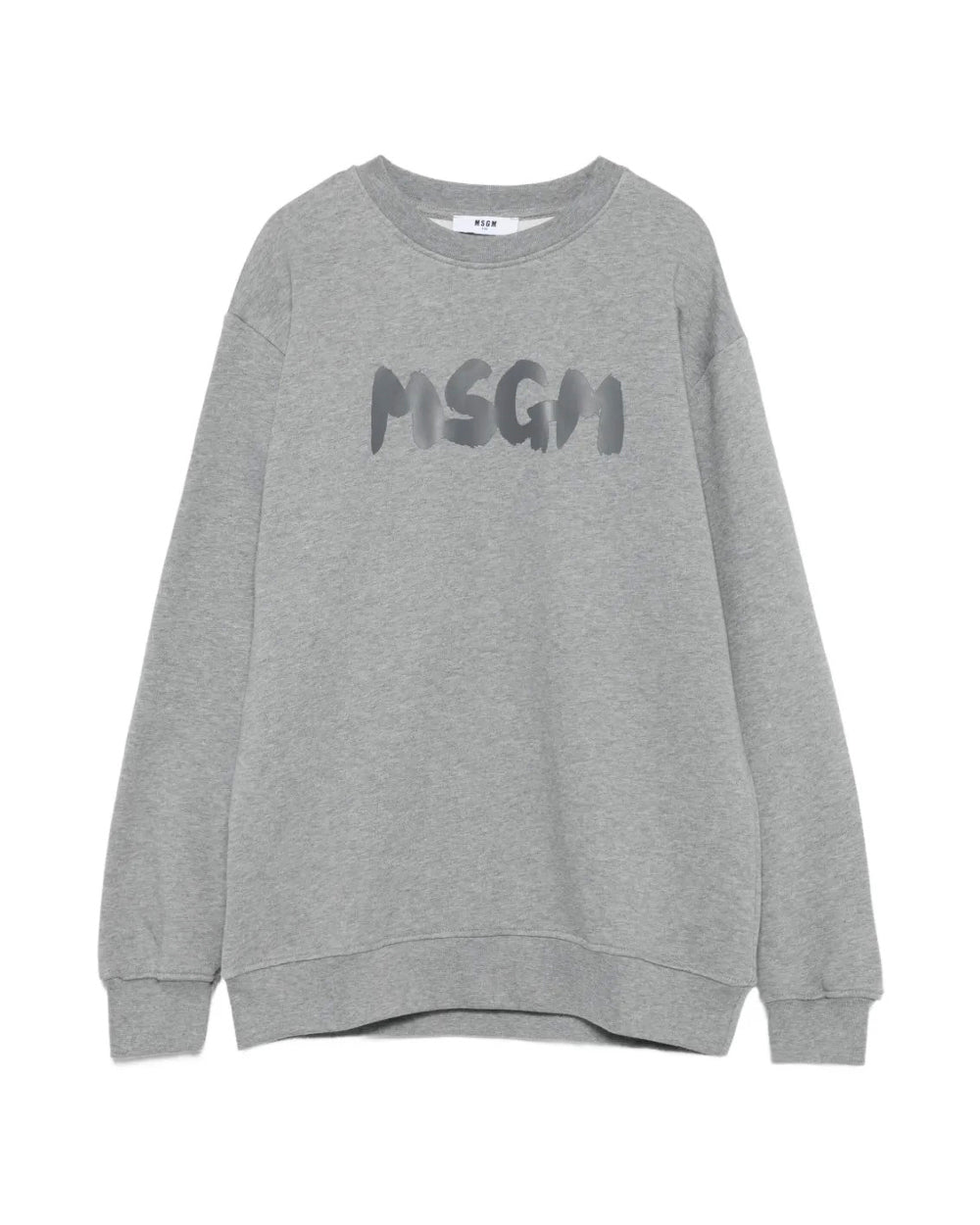 MSGM Kids Felpa Girocollo Grigio con Logo per Bambini