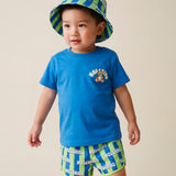 Moschino Kids Cappello a Righe Verde e Blu All-Over per Neonati