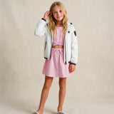 Vicolo Kids Gonna Rosa a Righe con Applicazione Bottoni per Bambine