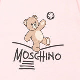 Moschino Kids Maglia Rosa a Maniche Lunghe con Stampa Teddy Bear e Logo per Neonate