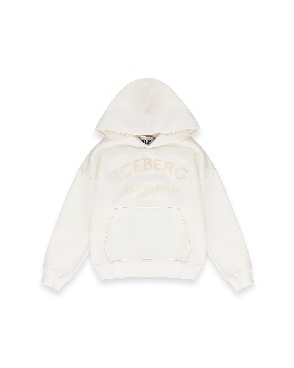 Iceberg Kids Felpa Bianca con Cappuccio e Stampa Logo a contrasto per Bambini