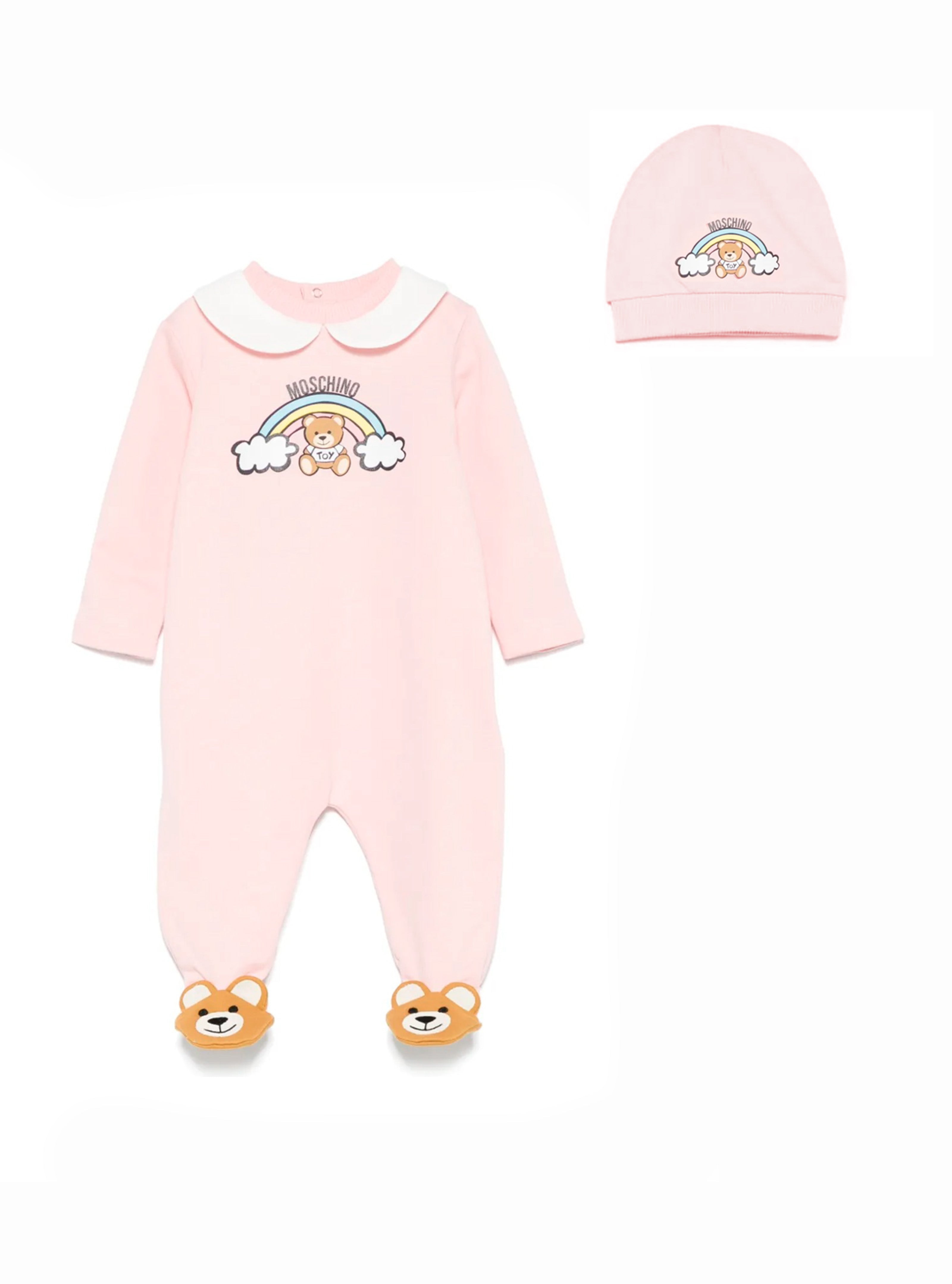 Moschino Kids Tutina Rosa con Cappello per Neonate