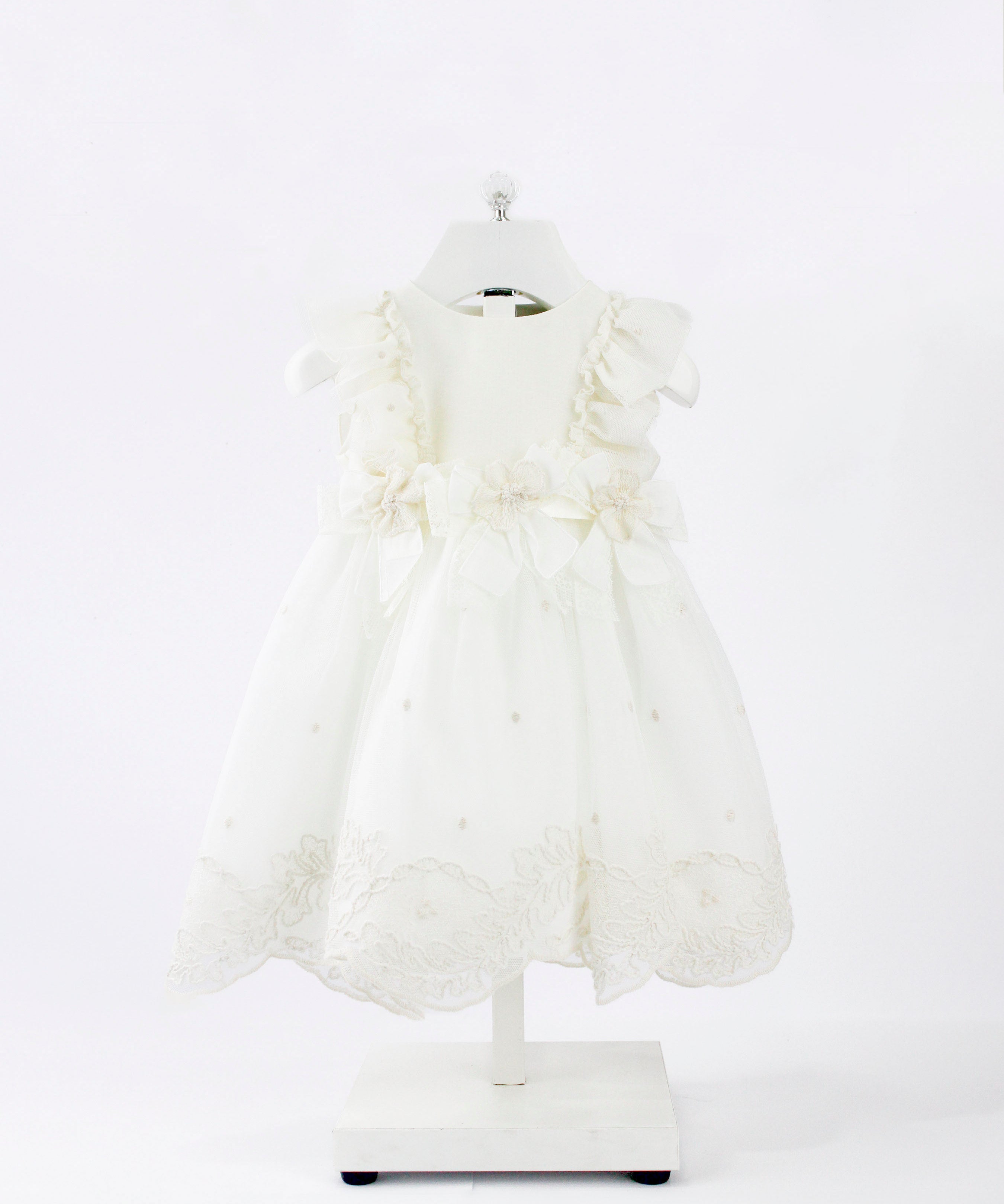 Marlù Abito Vaniglia/Beige con Ricami per Neonate