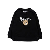 Moschino Kids Felpa Nera a Maniche Lunghe con Stampa Teddy Bear e Logo per Neonati