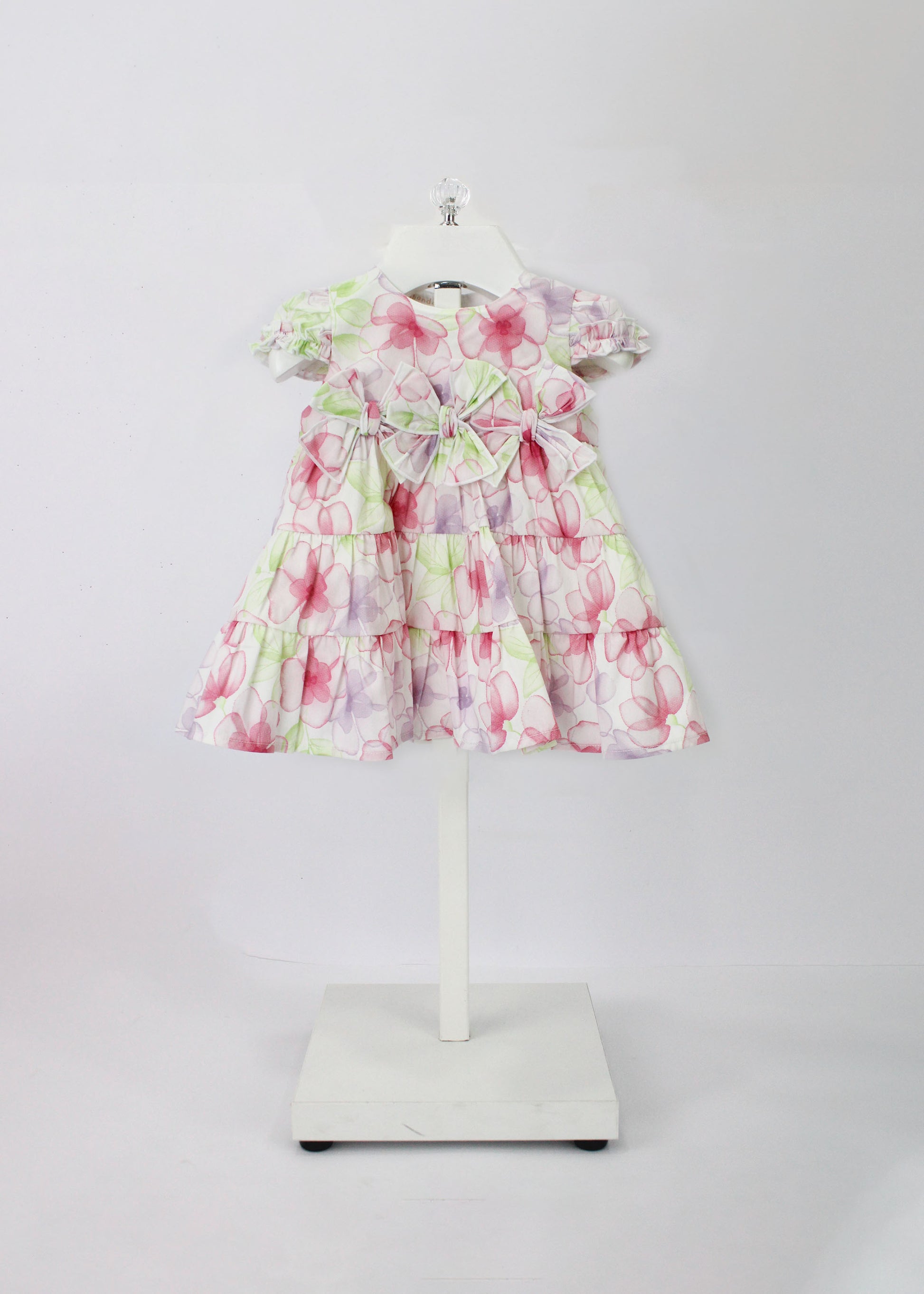 Minibanda Abito Multicolor Floreale con Fiocchi per Neonate