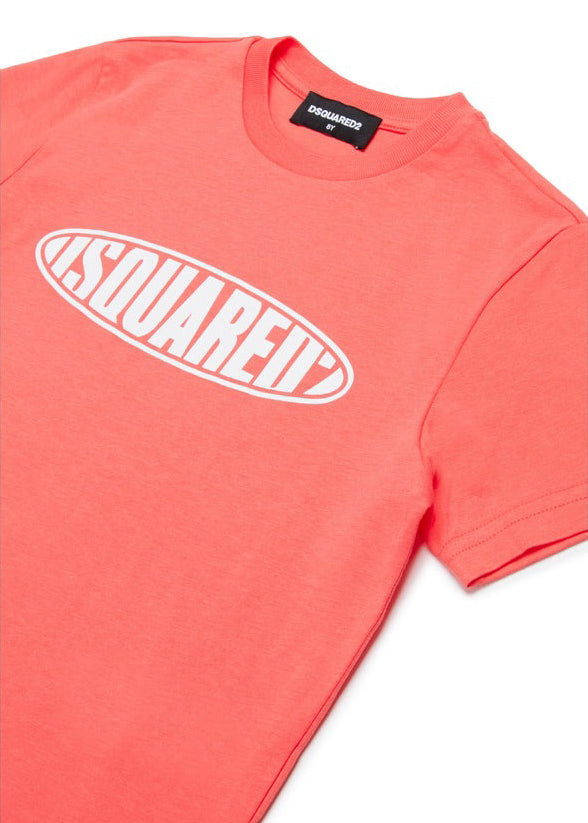 Dsquared2 Kids T-Shirt Corallo con Logo Surf