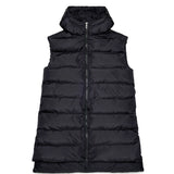 Diesel Kids Giubbino Smanicato Lungo Nero con Cappuccio e Logo Oval per Bambine