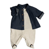 Barcellino Kids Tutina Denim e Panna per Neonati