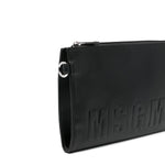 Msgm Kids Borsa Nera con Logo Goffrato