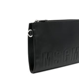 Msgm Kids Borsa Nera con Logo Goffrato