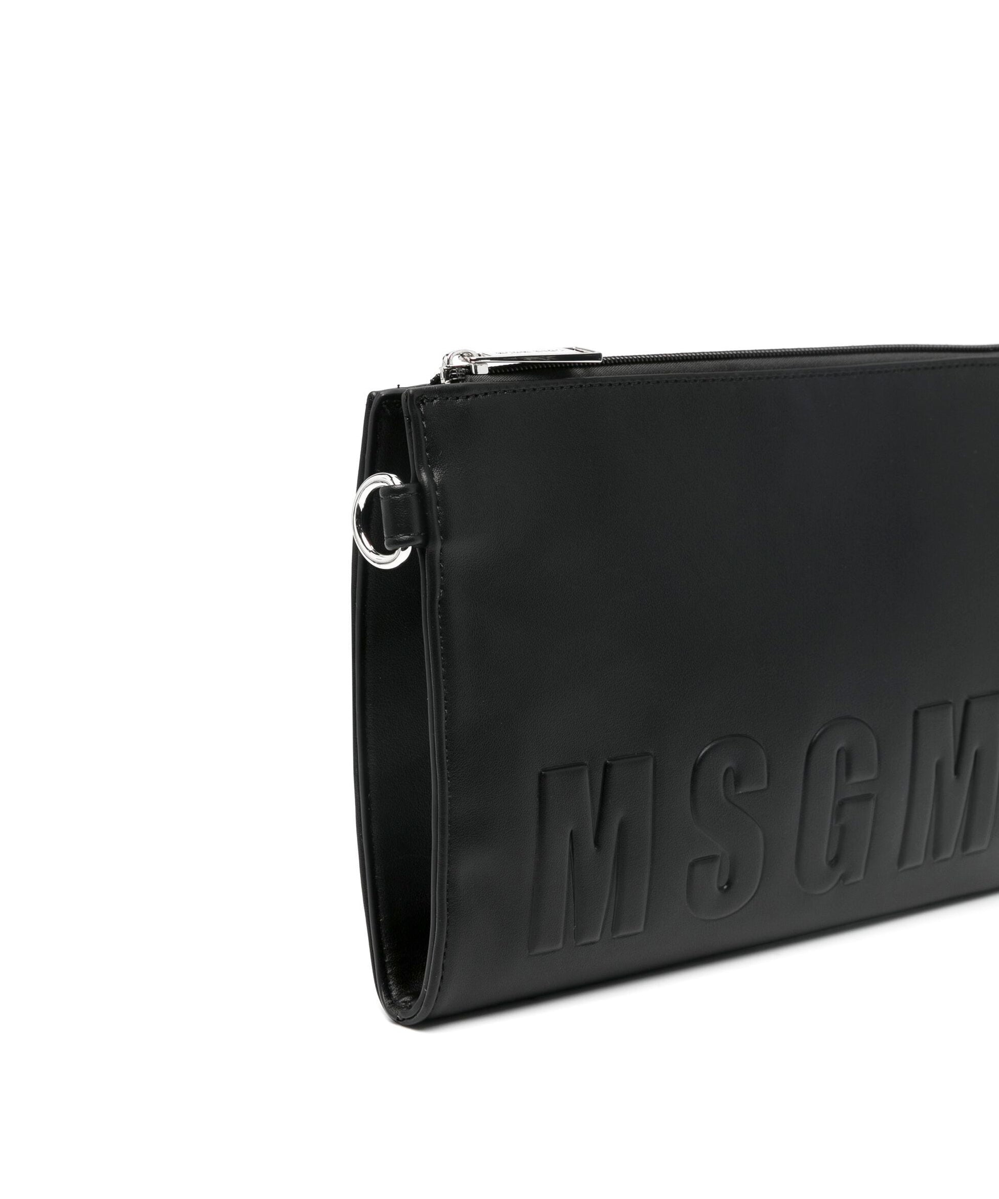 Msgm Kids Borsa Nera con Logo Goffrato