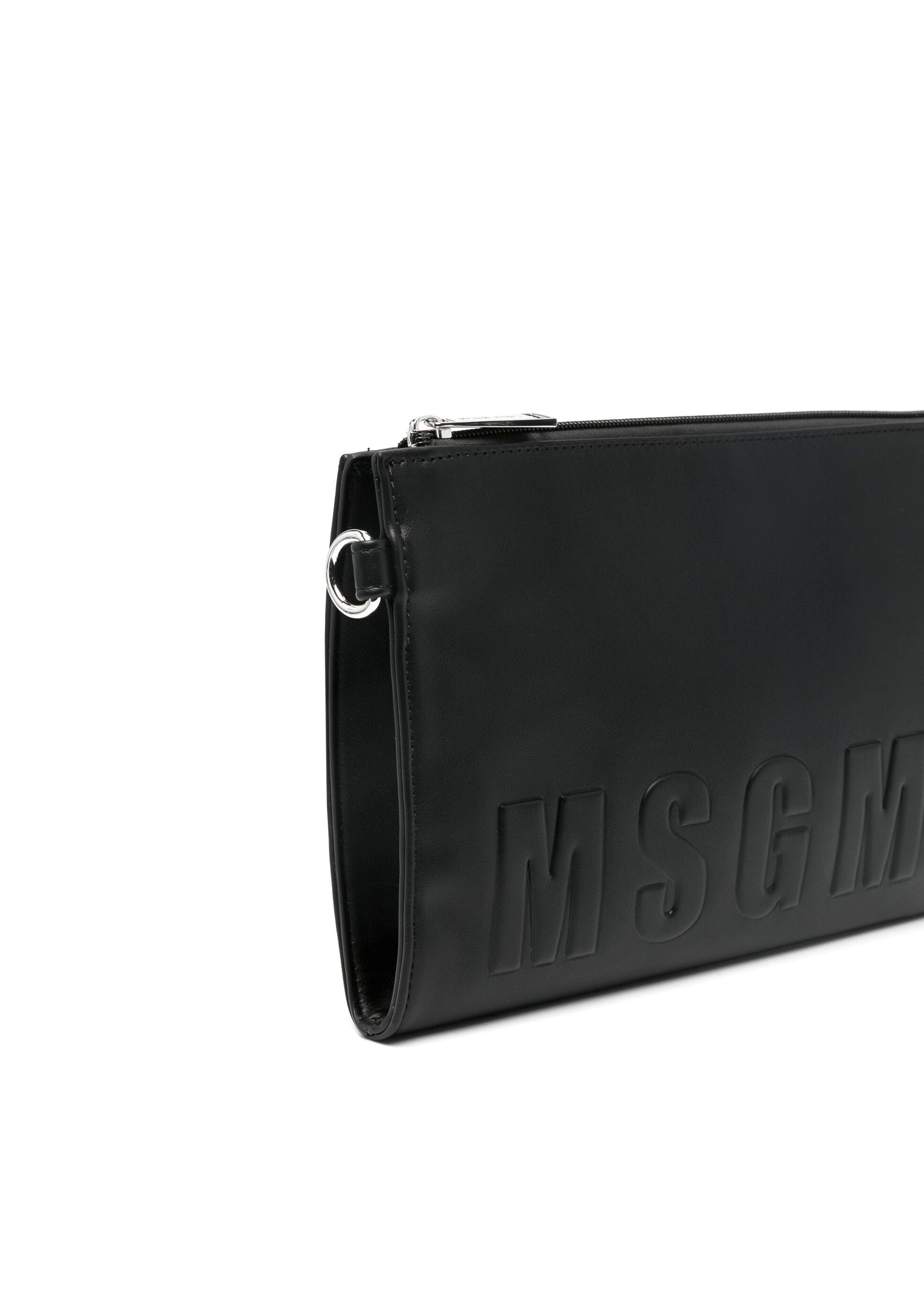 Msgm Kids Borsa Nera con Logo Goffrato