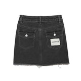 Hinnominate Gonna Grigia in Denim con Dettagli Distress per Bambine