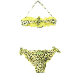 4GIVENESS Costume Bikini a Fascia Fantasia Maculata Gialla per Bambine