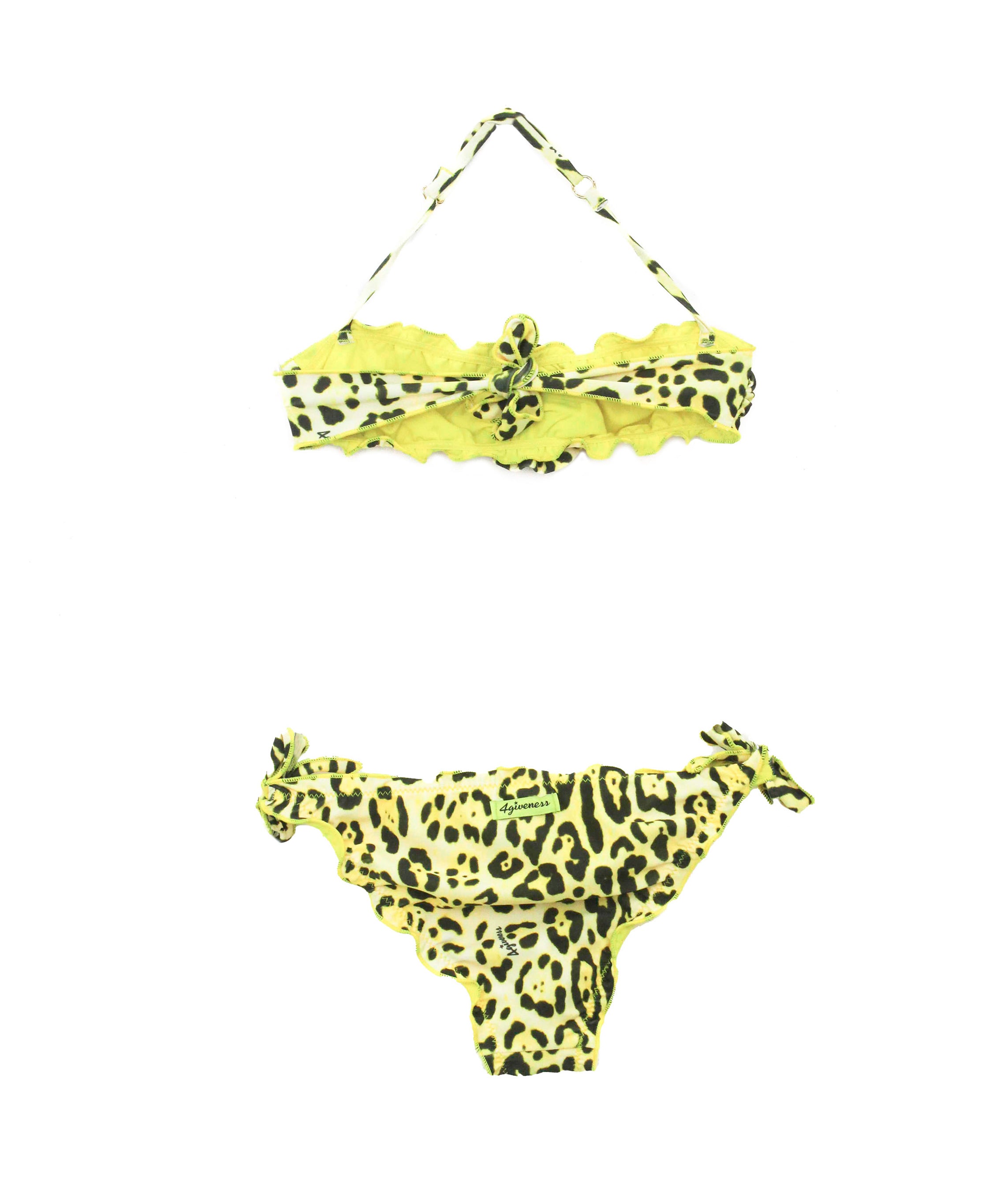 4GIVENESS Costume Bikini a Fascia Fantasia Maculata Gialla per Bambine