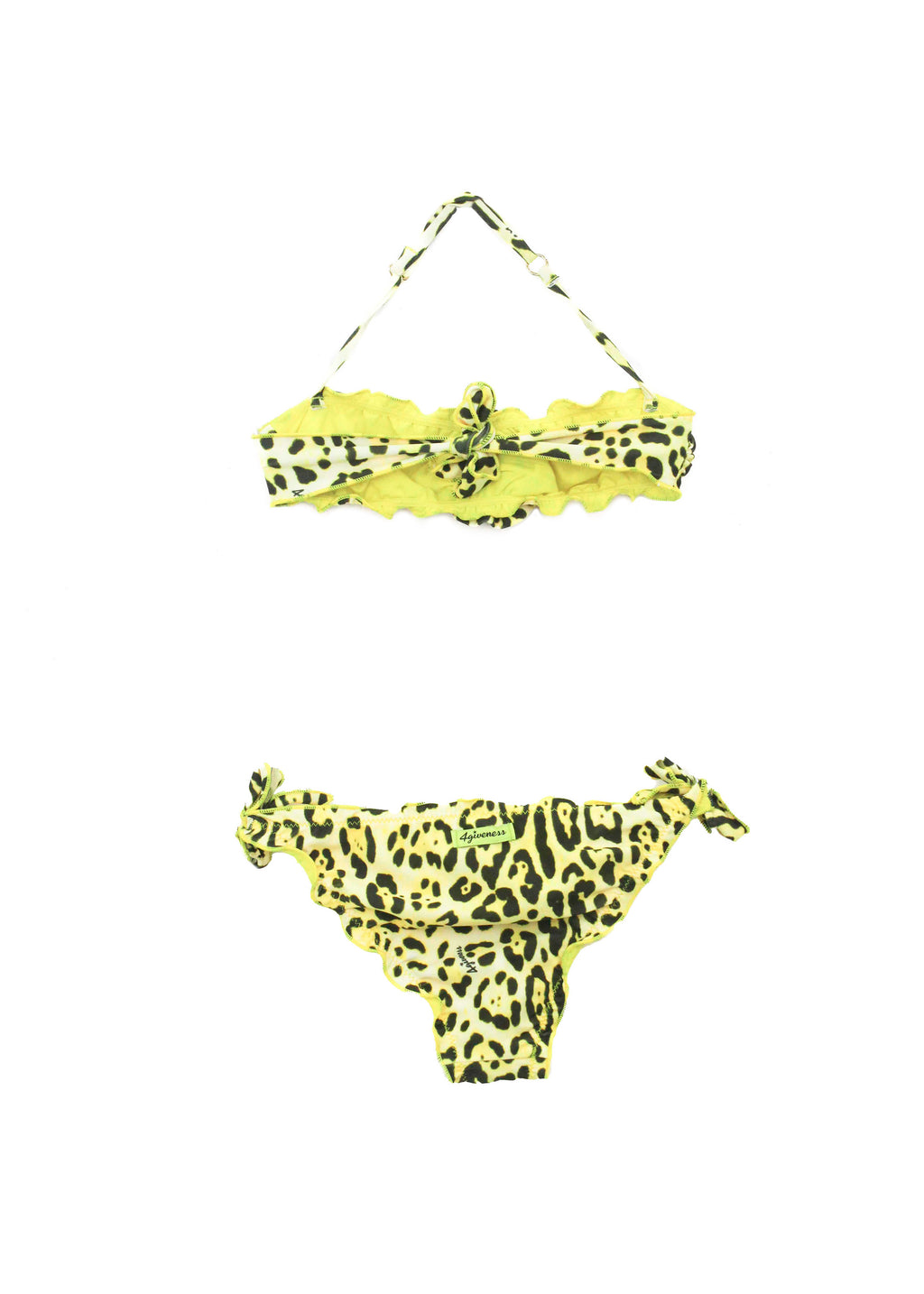4GIVENESS Costume Bikini a Fascia Fantasia Maculata Gialla per Bambine