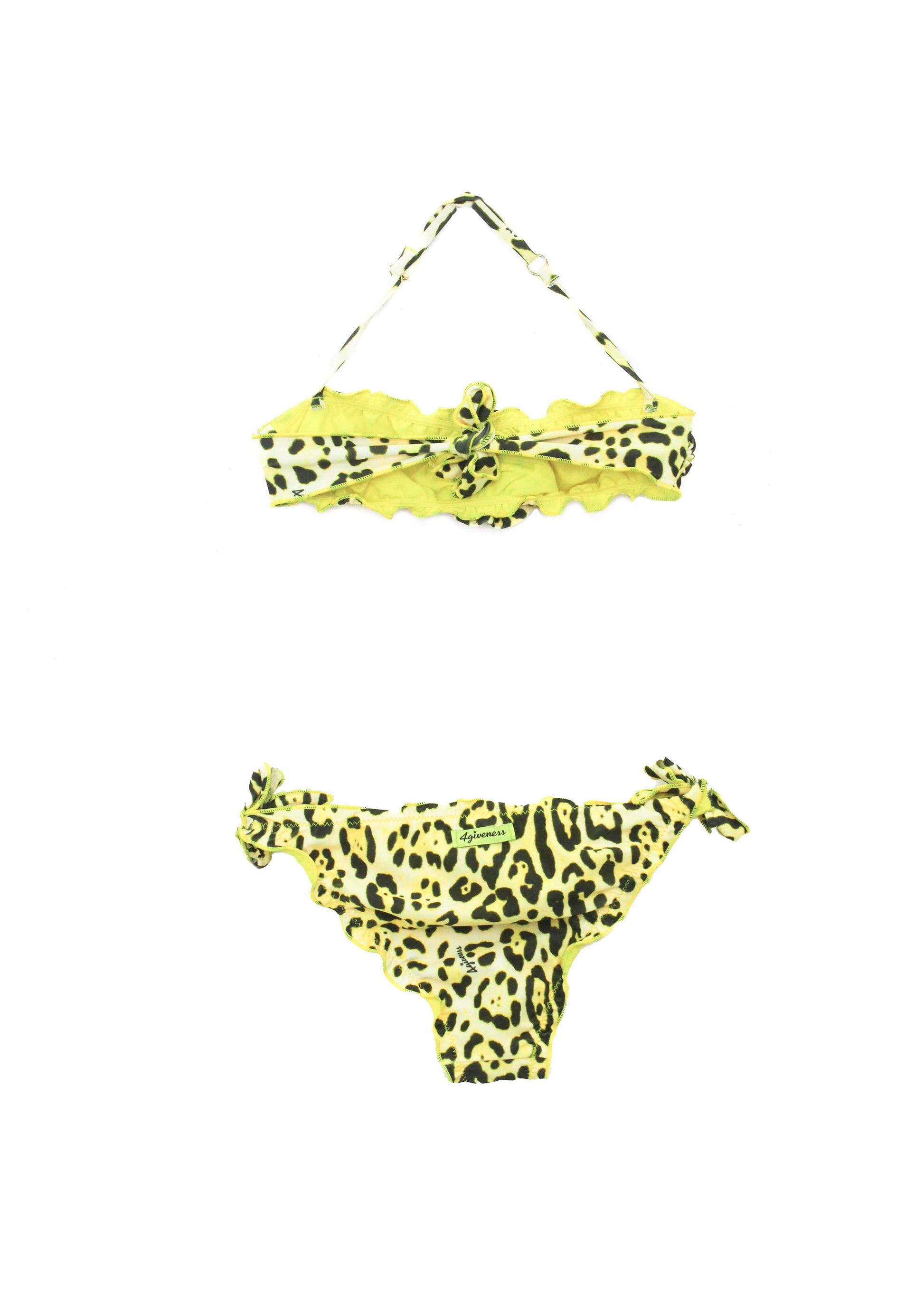 4GIVENESS Costume Bikini a Fascia Fantasia Maculata Gialla per Bambine