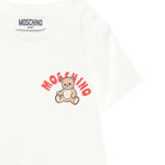 Moschino Kids T-Shirt Panna con Logo Teddy Bear per Neonati