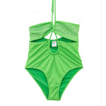 4GIVENESS Costume Monokini Verde con Strass per Bambine
