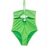 4GIVENESS Costume Monokini Verde con Strass per Bambine