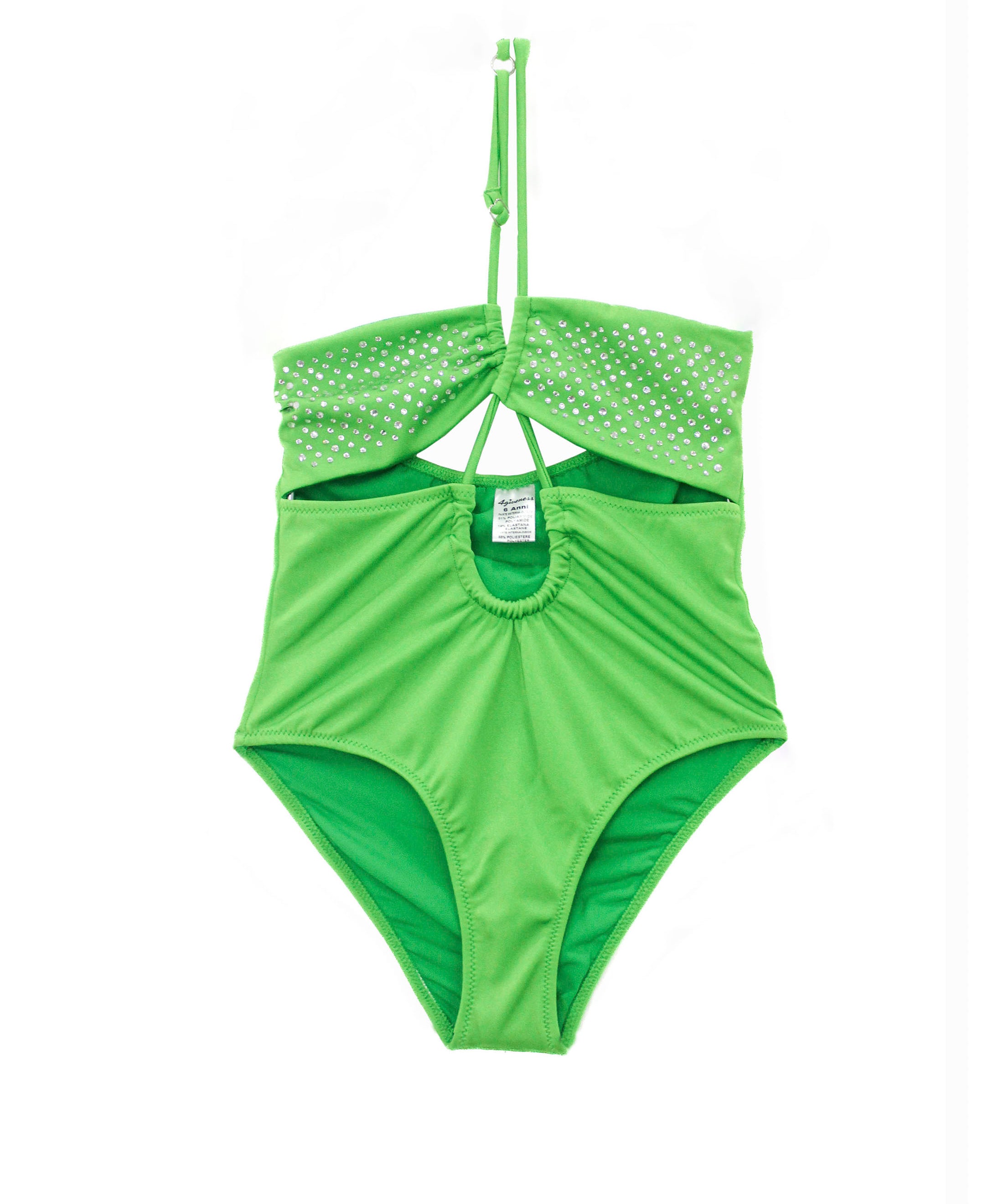 4GIVENESS Costume Monokini Verde con Strass per Bambine