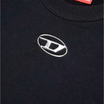 Diesel Kids Felpa Girocollo Nera con Logo Oval D per Bambini (dettaglio)