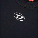 Diesel Kids Felpa Girocollo Nera con Logo Oval D per Bambini (dettaglio)