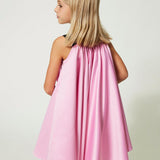 Twinset Kids Abito Rosa in Raso con Fiocco 