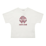 Roberto Cavalli Kids T-Shirt Avorio con Ricamo Logo per Bambine